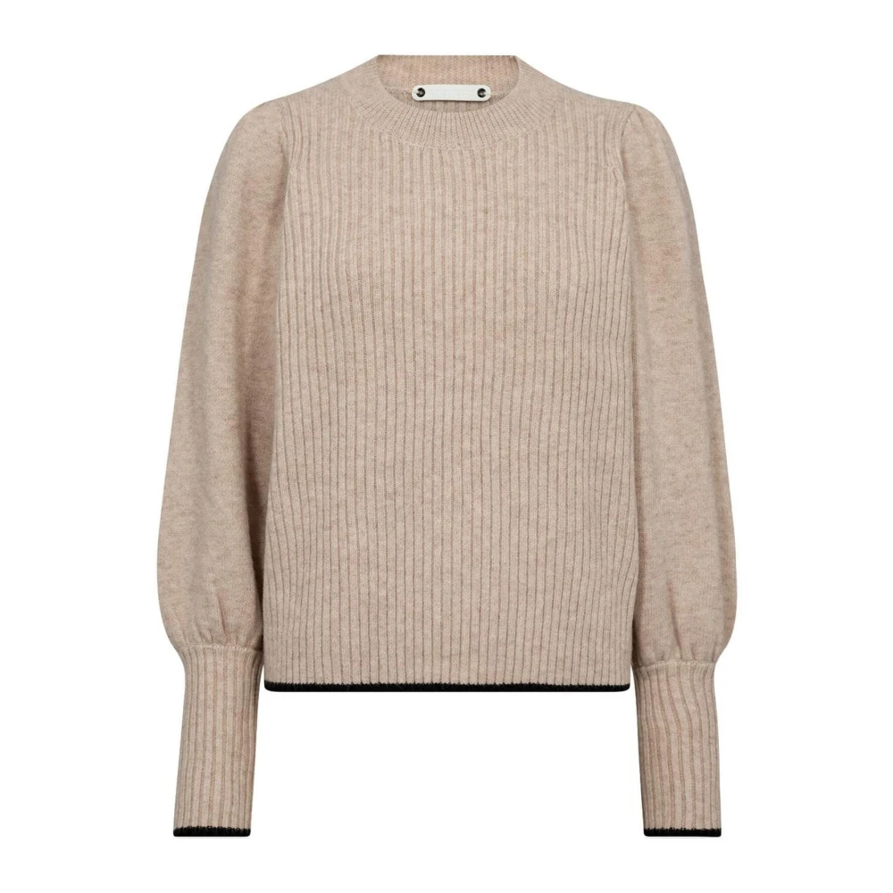 Co'Couture Witte Puff Gebreide Trui Beige Dames