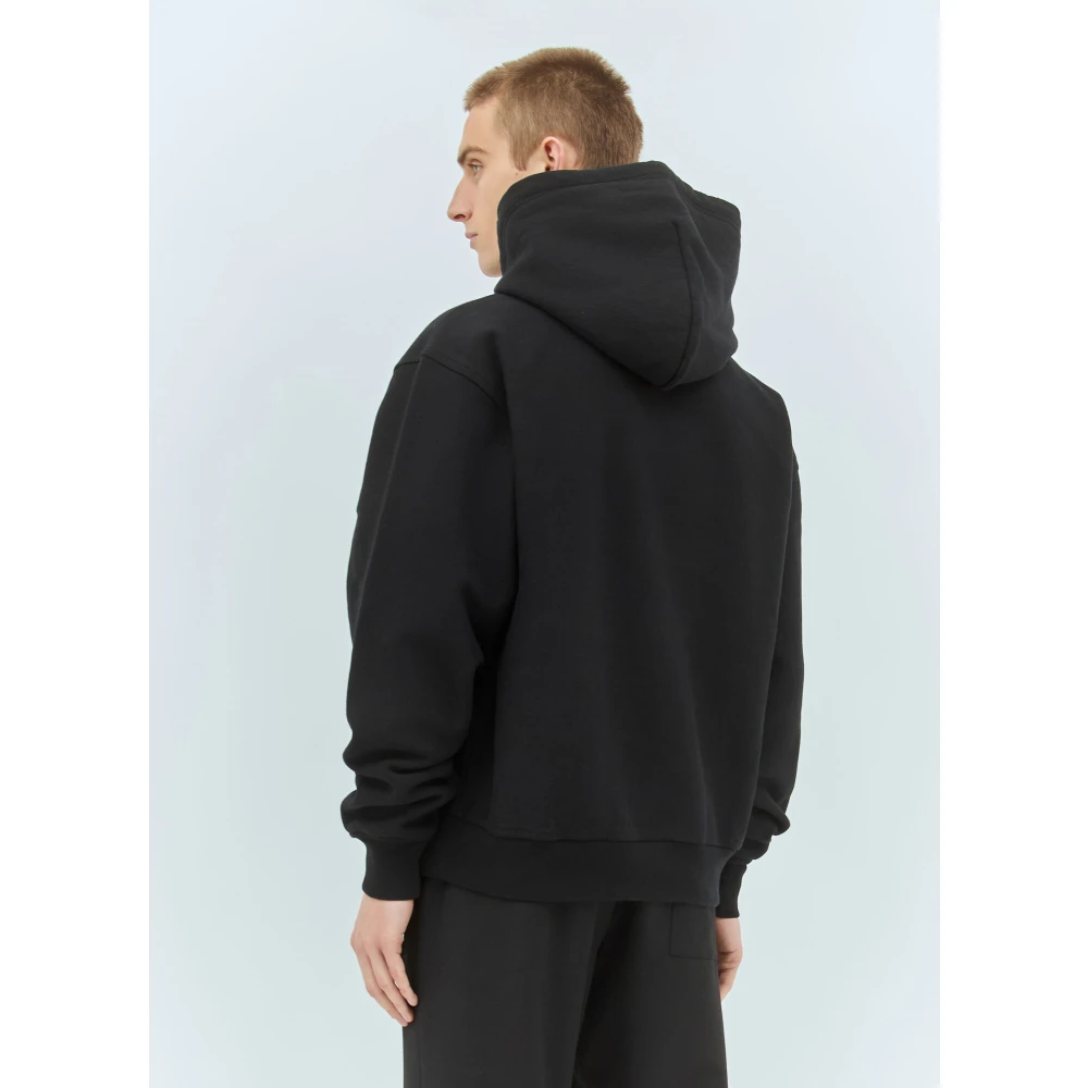 Burberry Katoenen Hoodie met Logoplaatje Black Heren