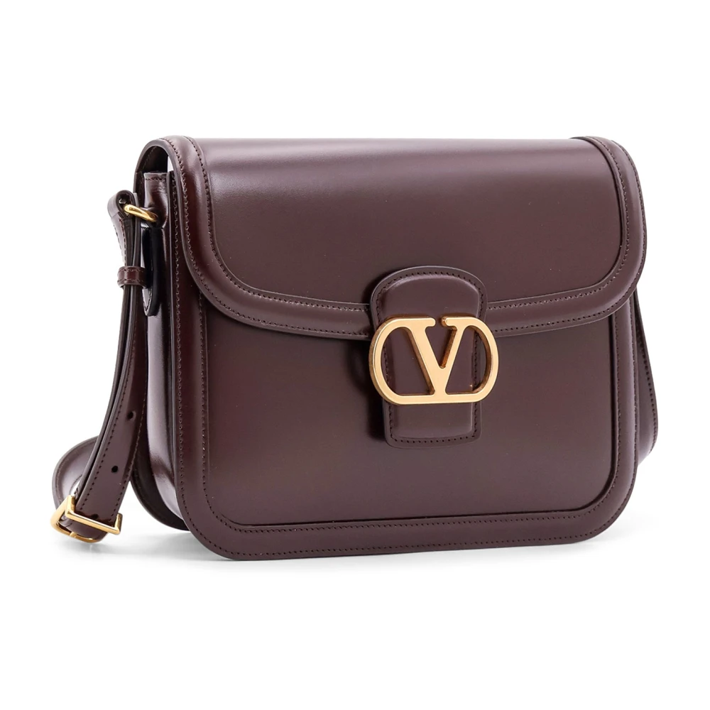 Valentino Garavani VLogo Leren Schoudertas met Handtekening Sluiting Brown Heren