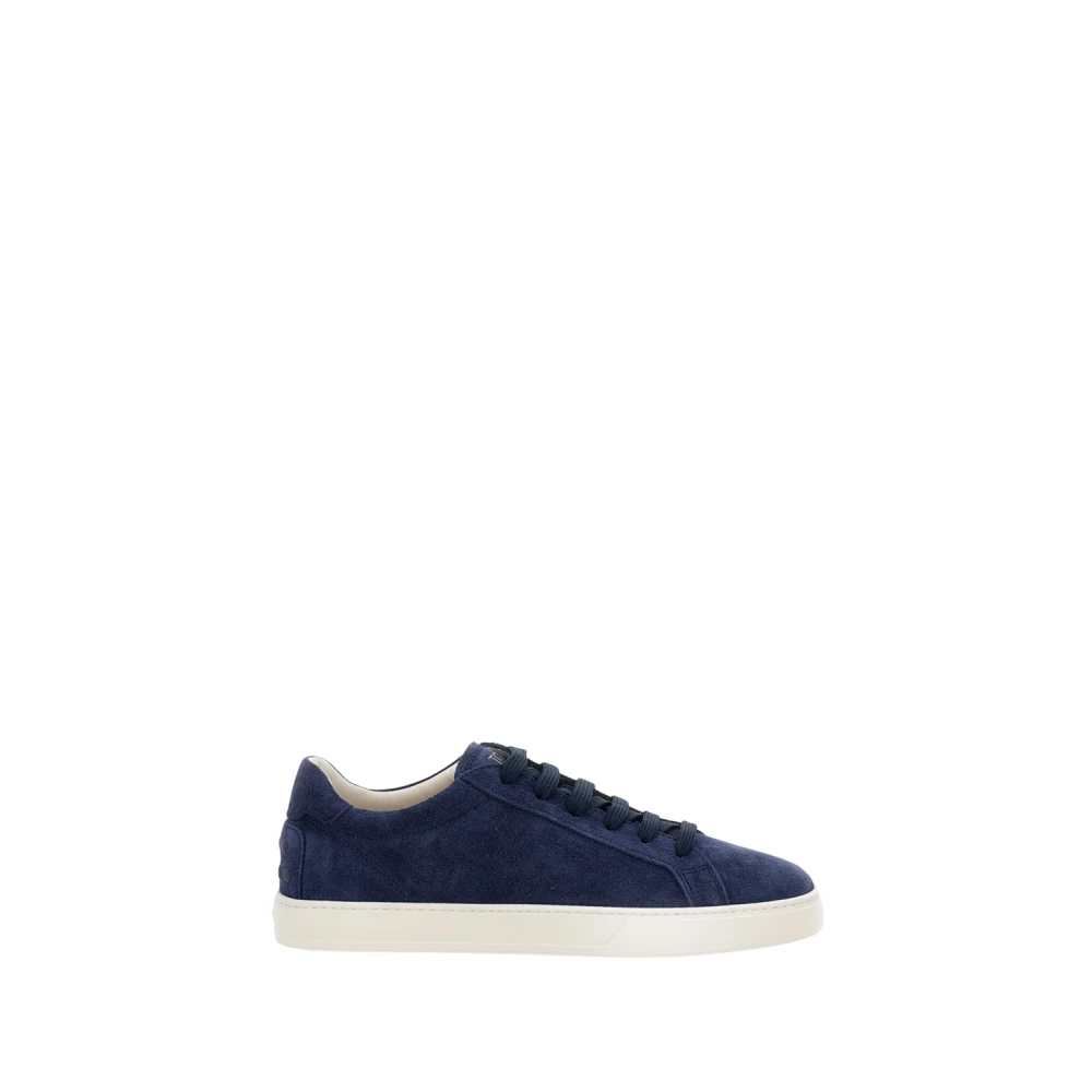 Tod's Men's Blue Sneakers, 10 Uk, Logo-Print Suede Trainers