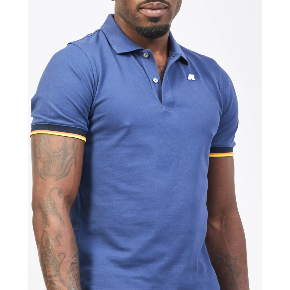 K-way Blauw Polo Shirt Stretch Katoen Blue Heren