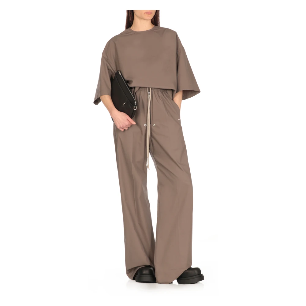Rick Owens Katoenen T-shirt met Knoopsluiting Beige Dames