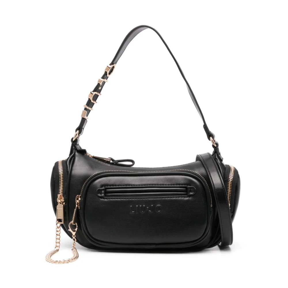 Liu Jo Zwarte Eco Leren Handtas met Metalen Letters Black Dames