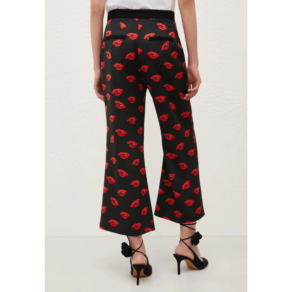 Marella Flare Bedrukte Broek Zwart Black Dames