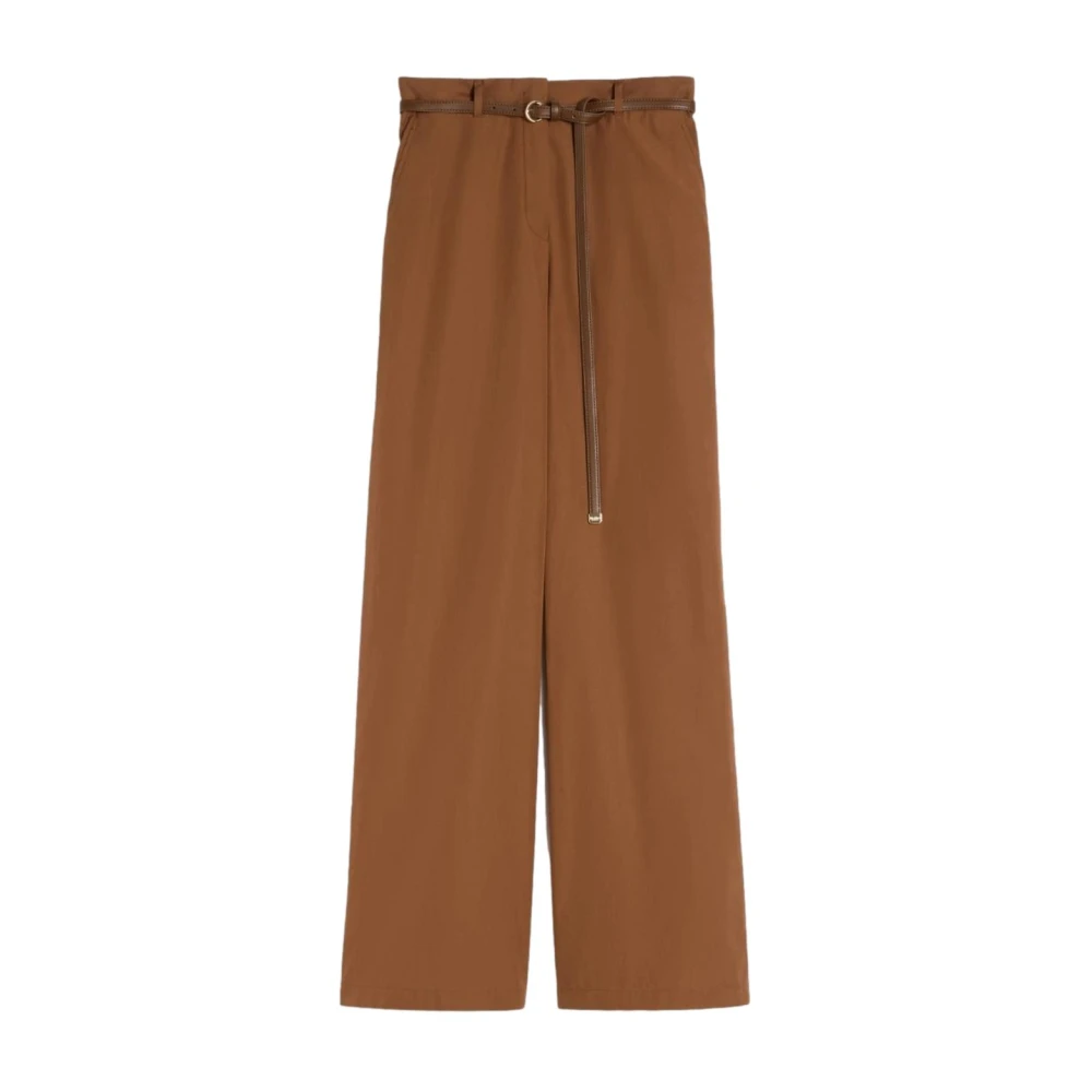 Max Mara Studio Women's Brown Farea Trousers - Wide Trousers - M - Trousers