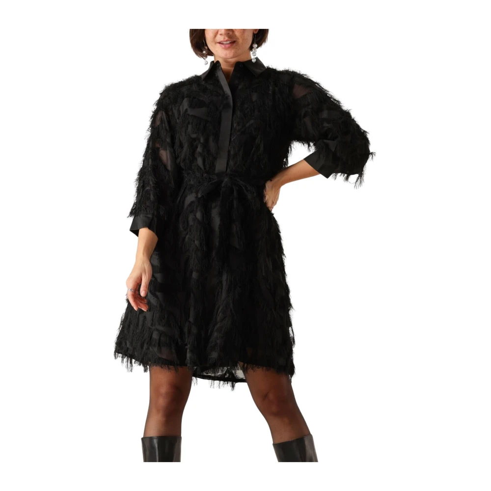Selected Femme Fluffy Shirt Jurk voor Feesten Black Dames