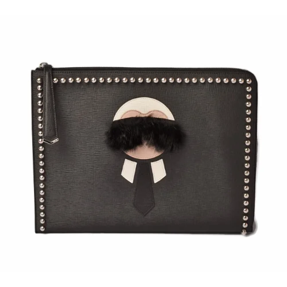 Fendi Vintage Pre-owned Leather clutches Black Dames