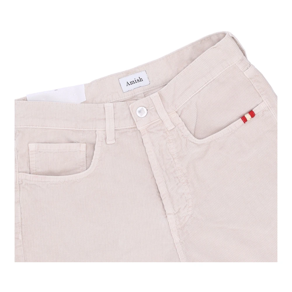 Amish Fluwelen Lange Broek met Zakken Beige Heren