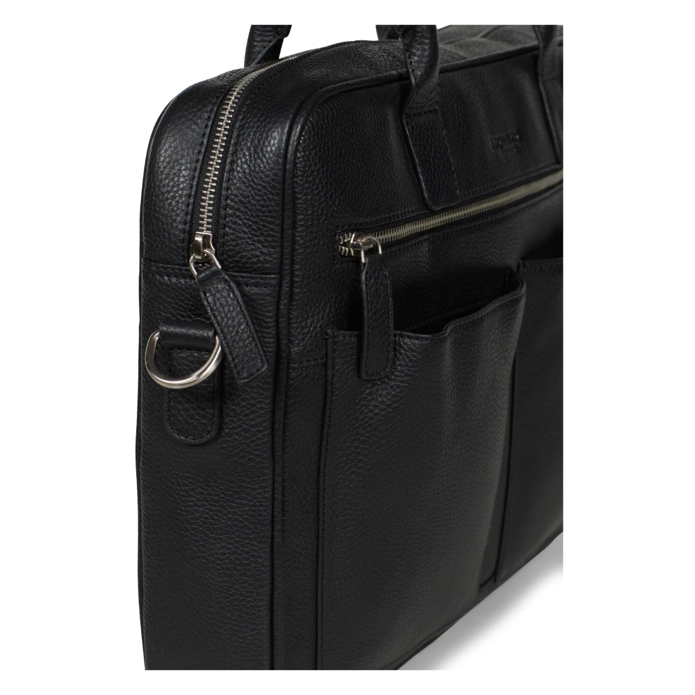 Howard London Zwarte leren laptoptas Black Heren