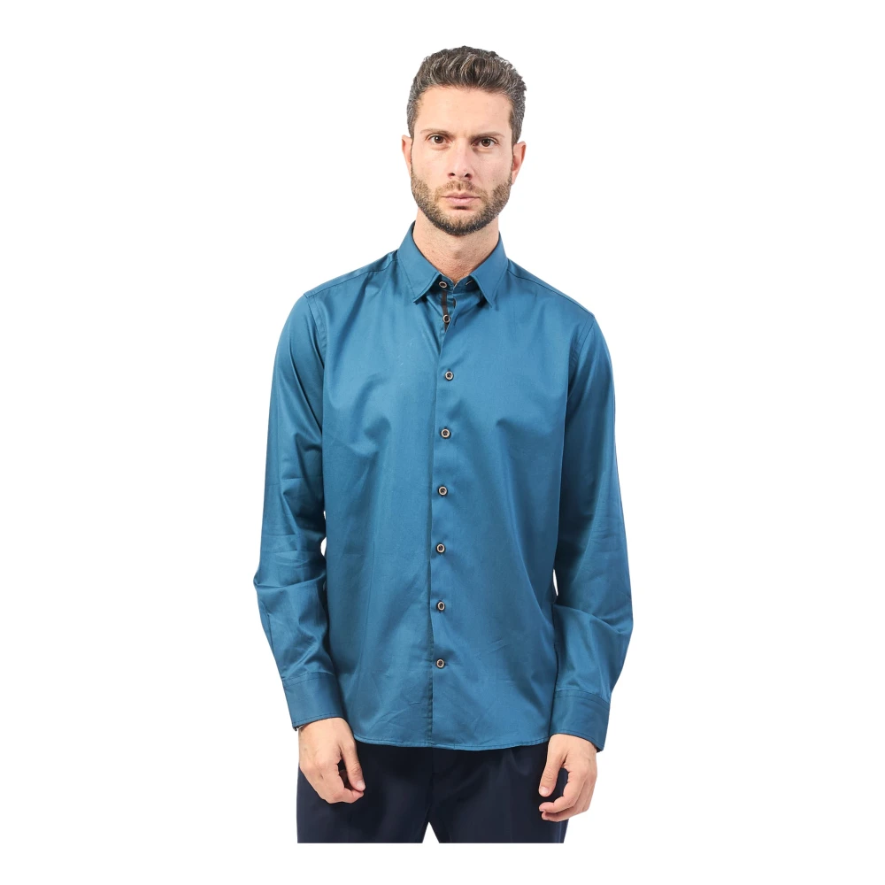 Bugatti Blauwe Overhemden met Klassieke Kraag Blue Heren
