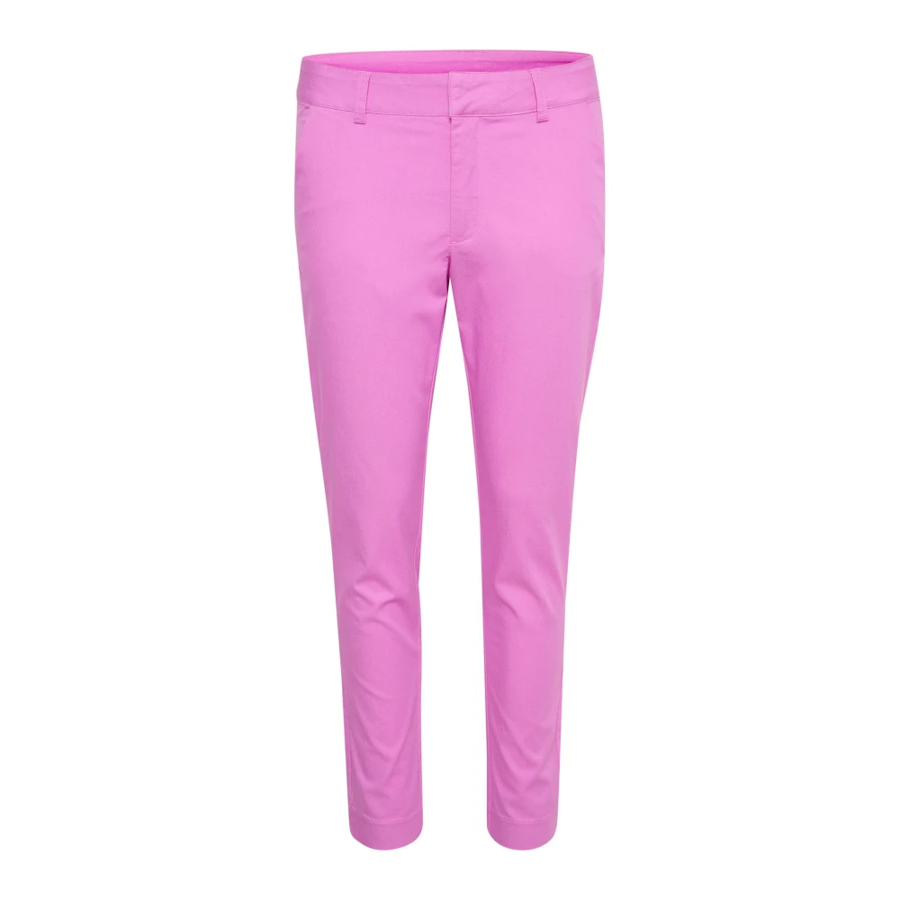 Kaffe Women's Pink Slim-Fit Trousers, L, Slim Fit Chino Trousers Cyclamen