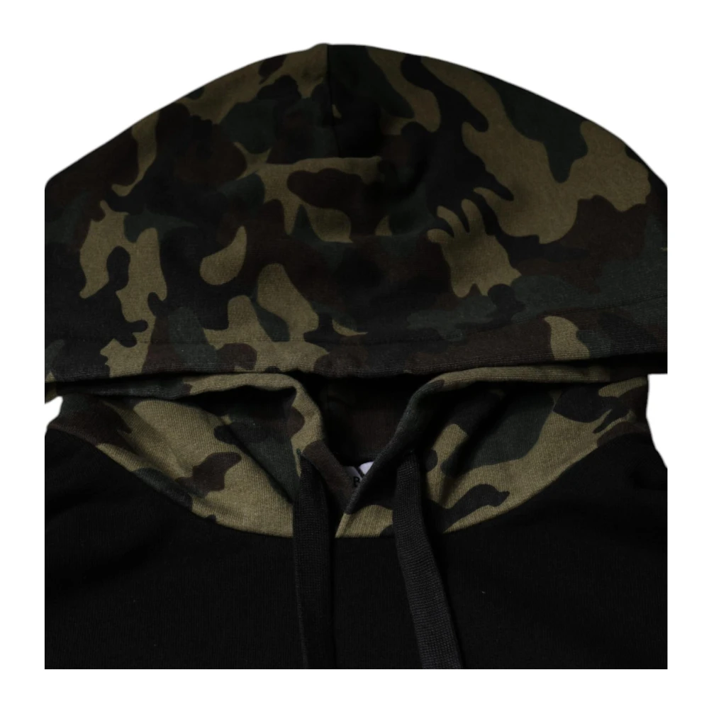Dolce & Gabbana Camouflage hoodie met grote zak Black Heren
