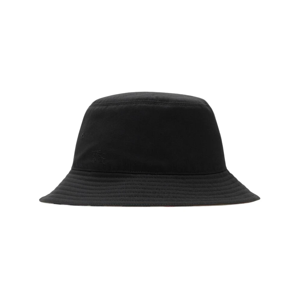 Burberry Vintage Check Reversible Cotton Hat Black Dames