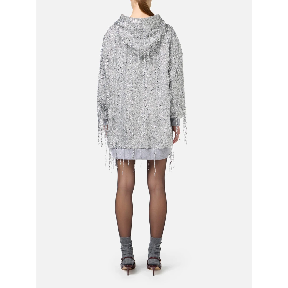 Elisabetta Franchi Paillet Geborduurde Mini Jurk Zilver Gray Dames