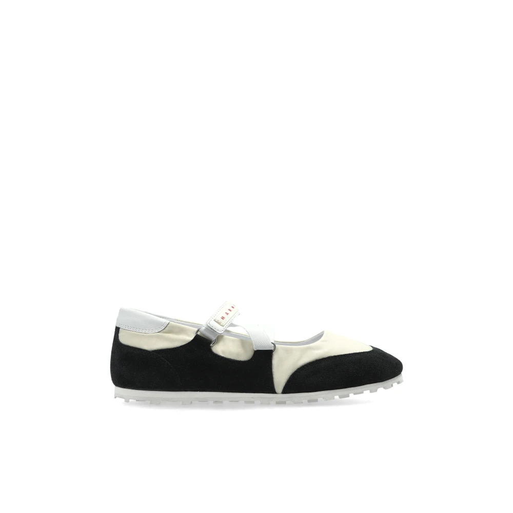 Marni Vrouw Beige Schoenen Dames, 36 Eu, Leer, Ballerina's Met Logopatch
