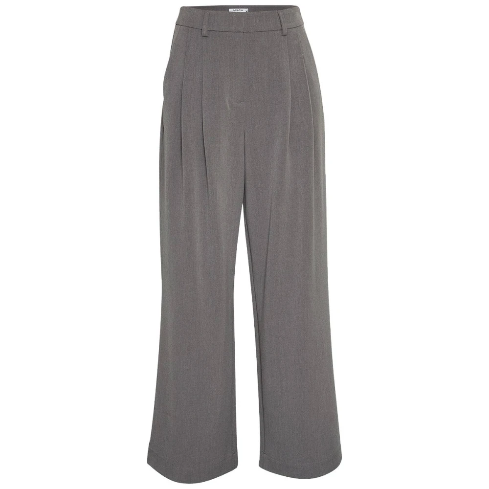 MSCH Copenhagen high waist wide leg pantalon MSCHHenrika van gerecycled polyester grijs