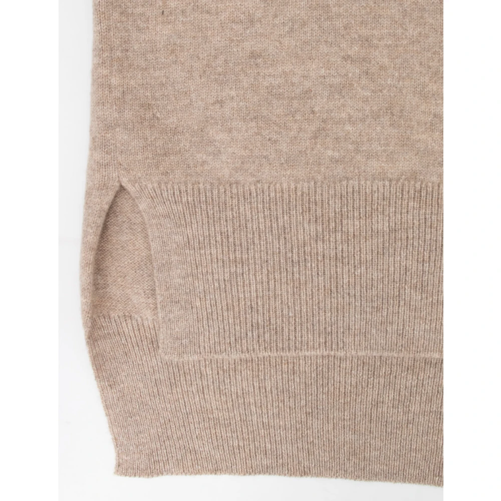 BRUNELLO CUCINELLI Kasjmier Zijde Gebreide Trui Beige Dames