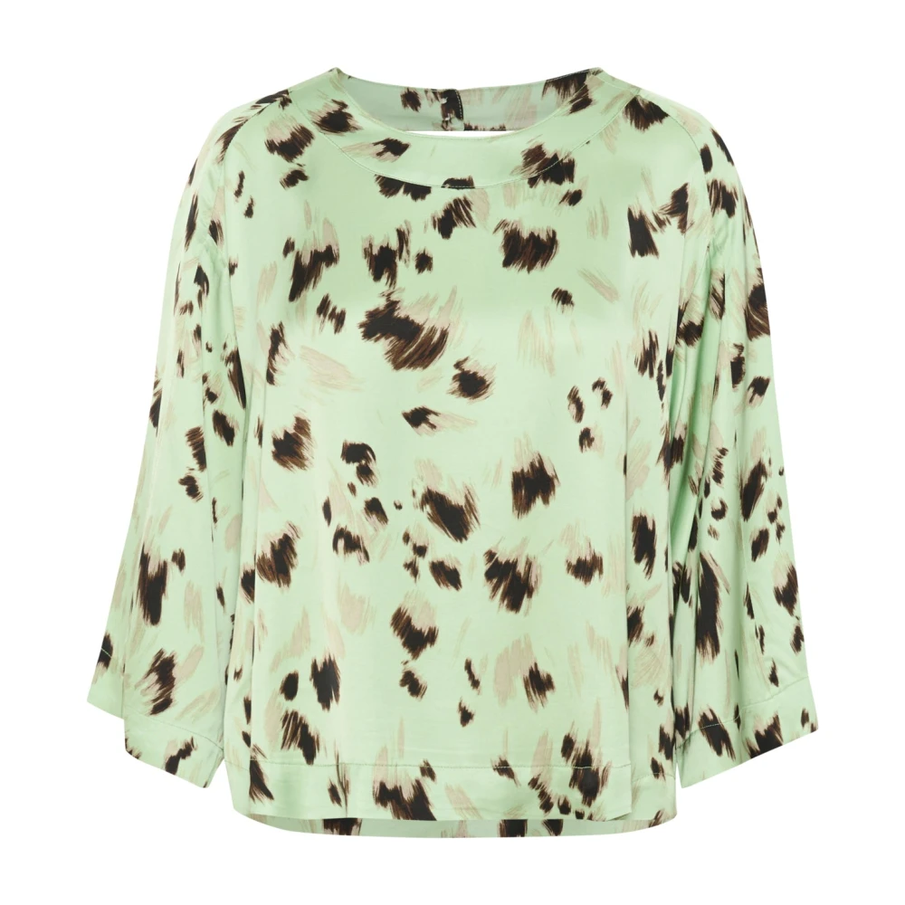 Soaked In Luxury Women's Green Blouses, Xs, Brush Print Blouse