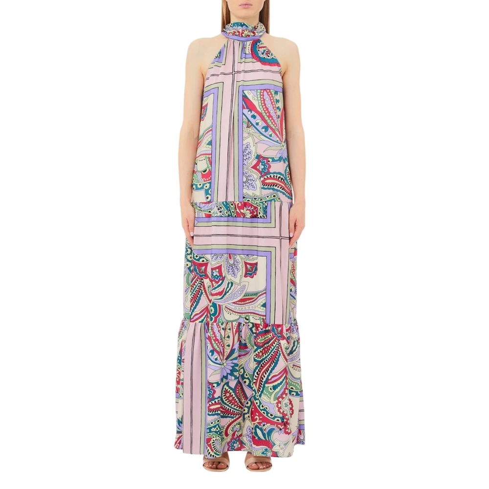 Liu Jo Multicolor Mouwloze Jurk met Gerimpelde Zoom Multicolor Dames