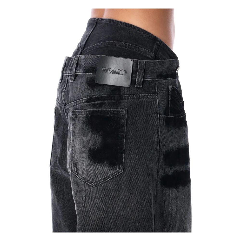 The Attico Zwarte Double Waist Jeans Black Dames