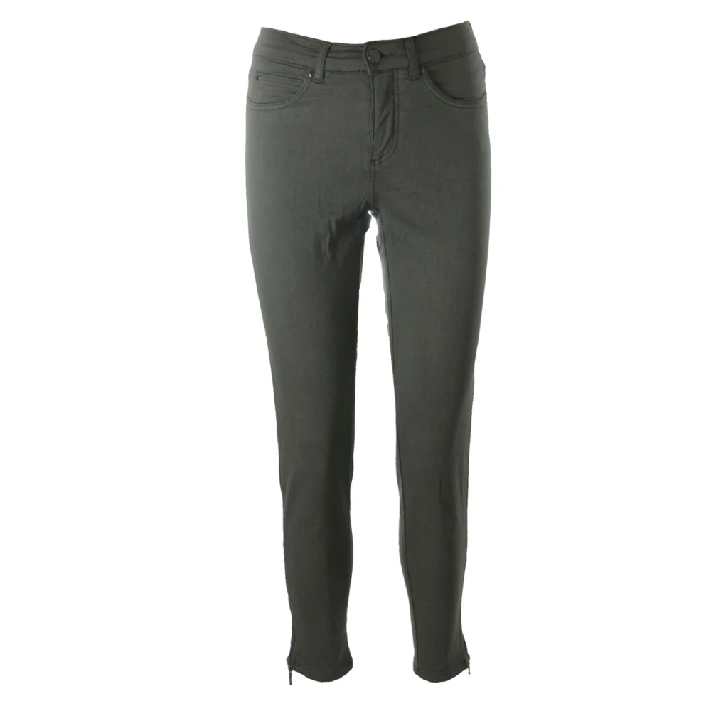 C.ro Women's Gray Slim-Fit Trousers, 3XL, Magic Fit Zip
