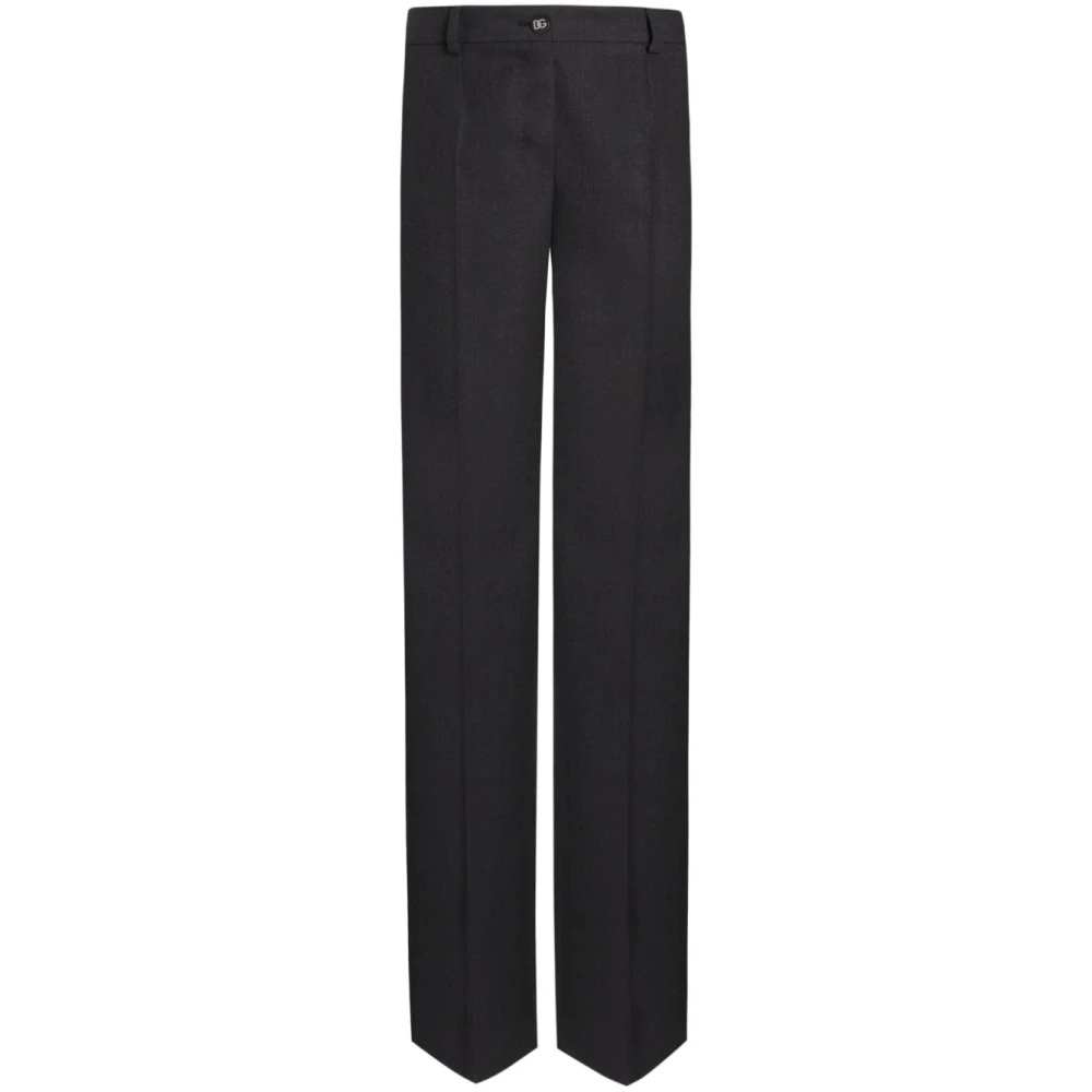 Dolce & Gabbana Grijze Wol Flare Broek Gray Dames