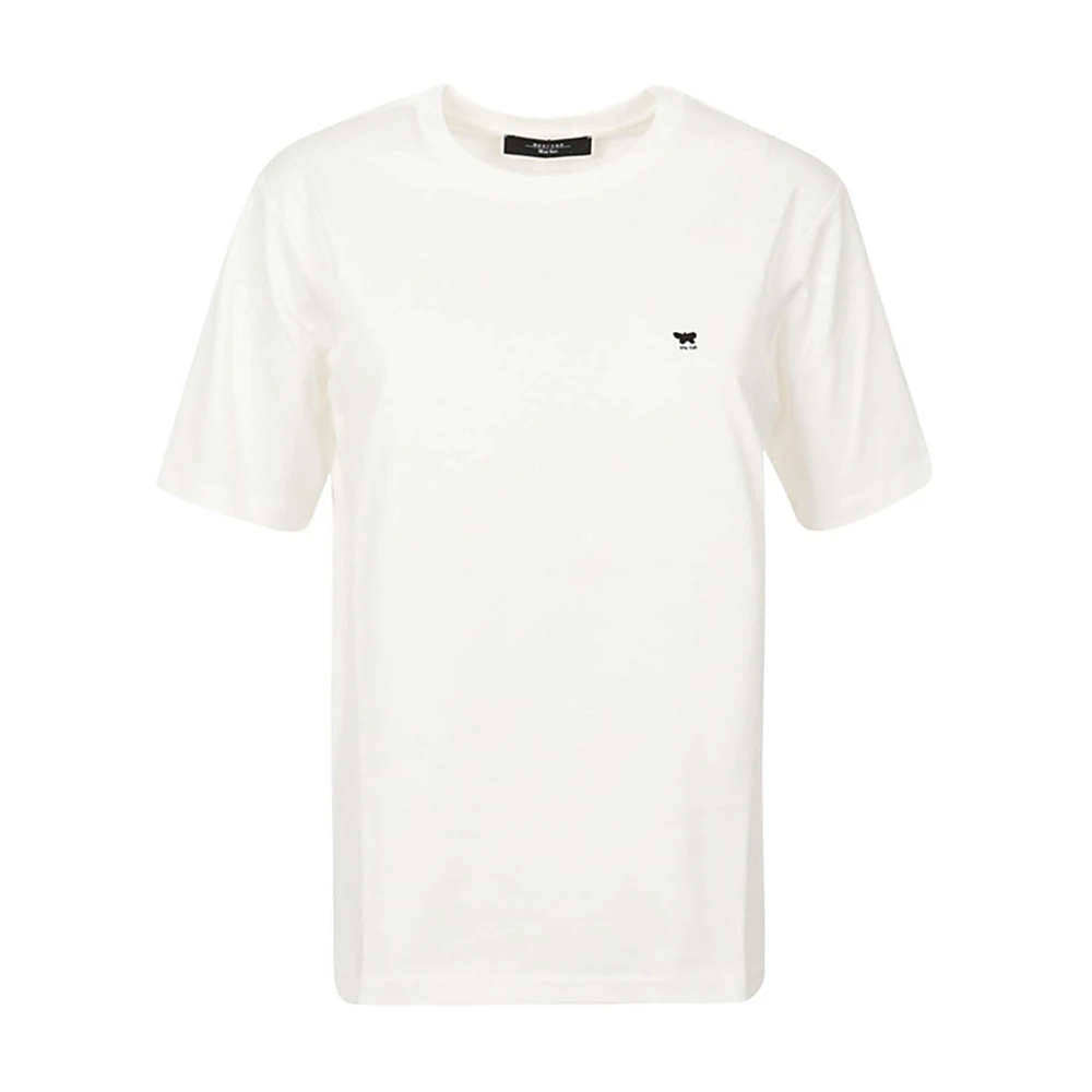 Max Mara Weekend Katoenen Basic T-shirt met logo White Dames