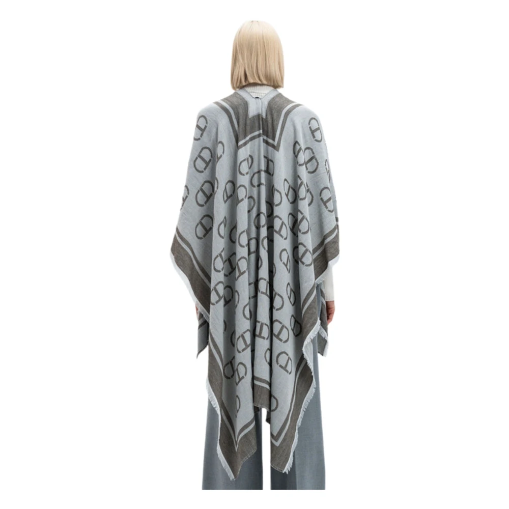 Twinset Grijze Poncho Jack met Franjes Gray Dames