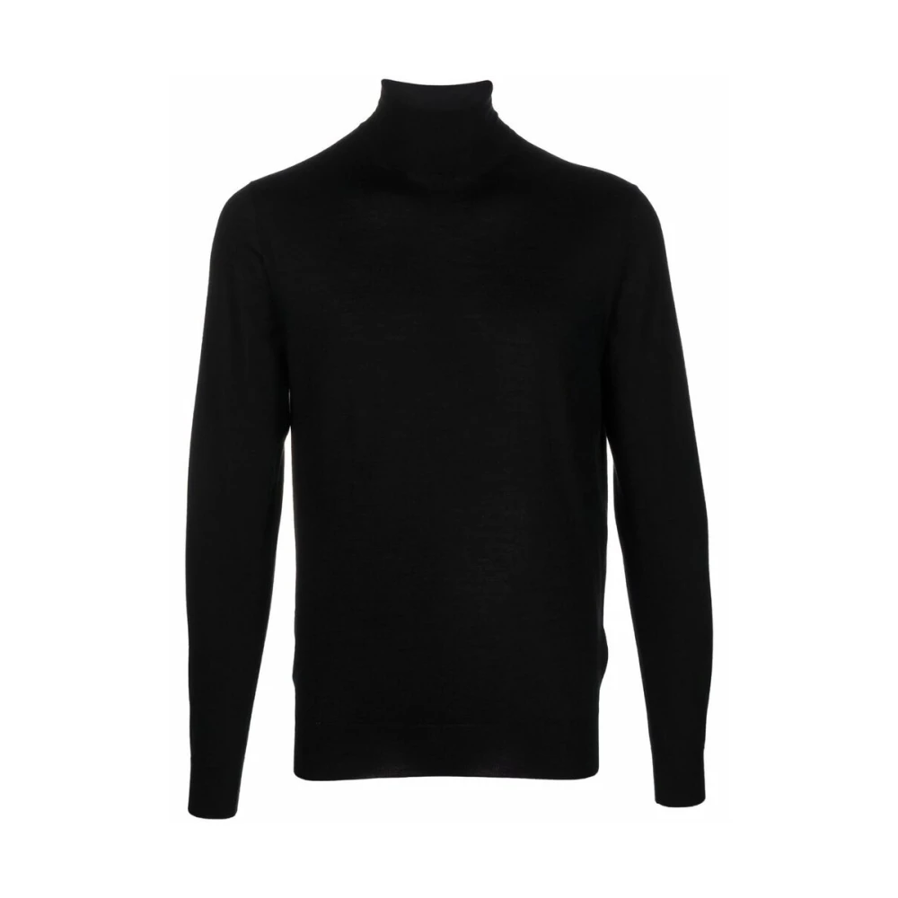 Mauro Ottaviani Zwarte Kasjmier-Zijde Roll-Neck Coltrui Black Heren