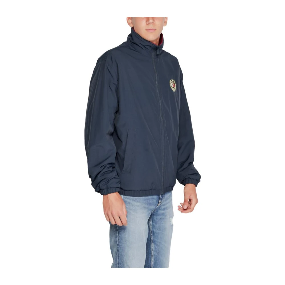 Tommy Jeans Blauwe Polyesterjas Heren Herfst Winter Collectie Blue Heren