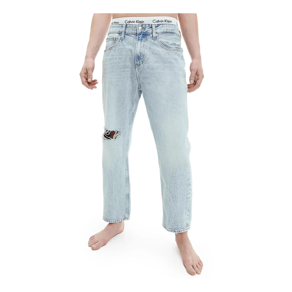 Calvin Klein Jeans Ripped Light Blue Denim Jeans Blue, Herr