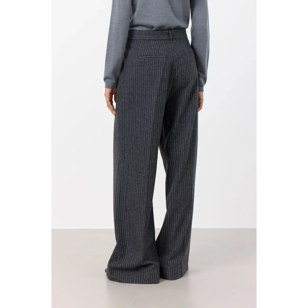Levete Room Hoge taille wollen pantalon met strepen Gray Dames