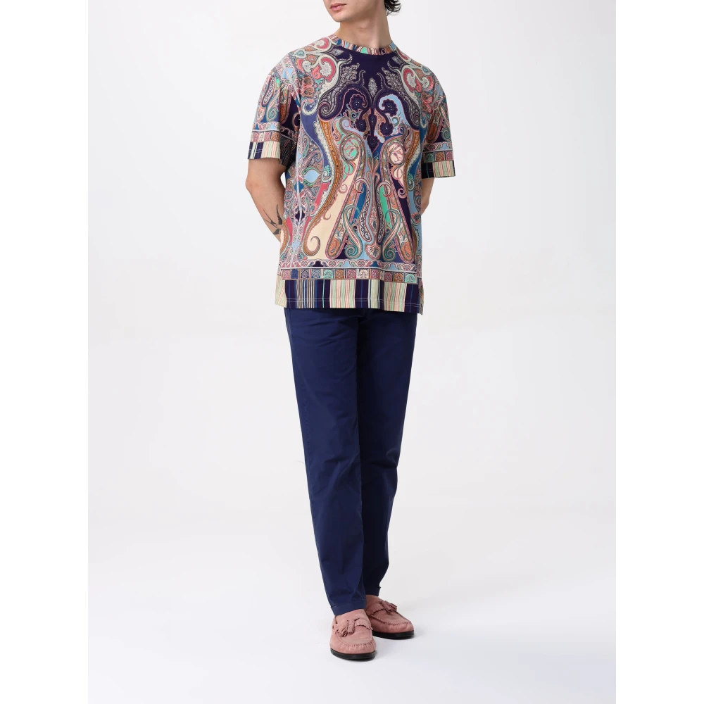 ETRO Effen T-shirt Geen Logo Multicolor Heren
