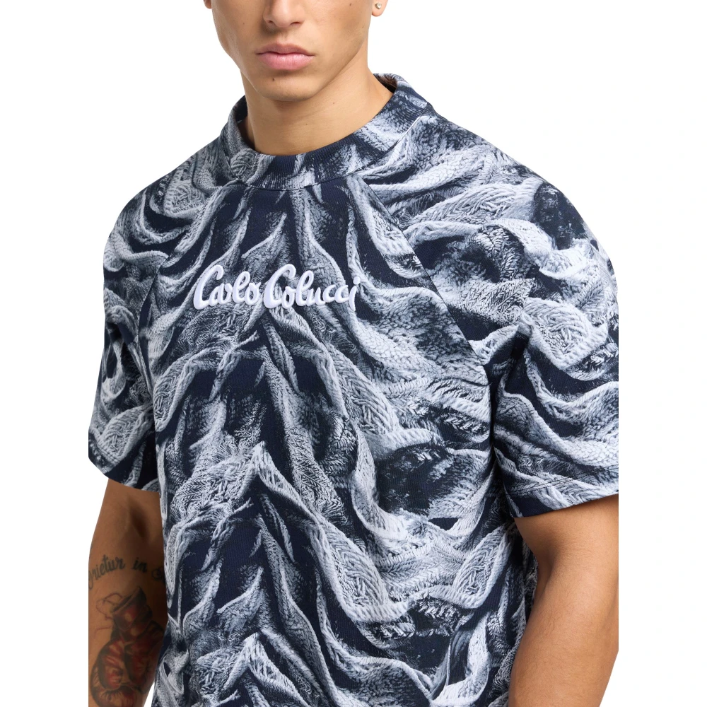 carlo colucci Artificial Knit T-Shirt Urban Elegance Black Heren