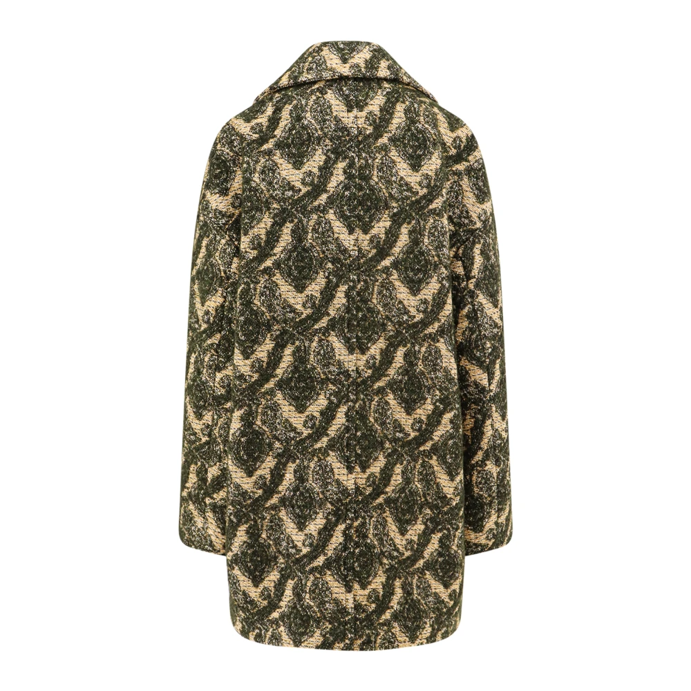 ETRO Gele Double-Breasted Peak Lapel Jas Multicolor Dames