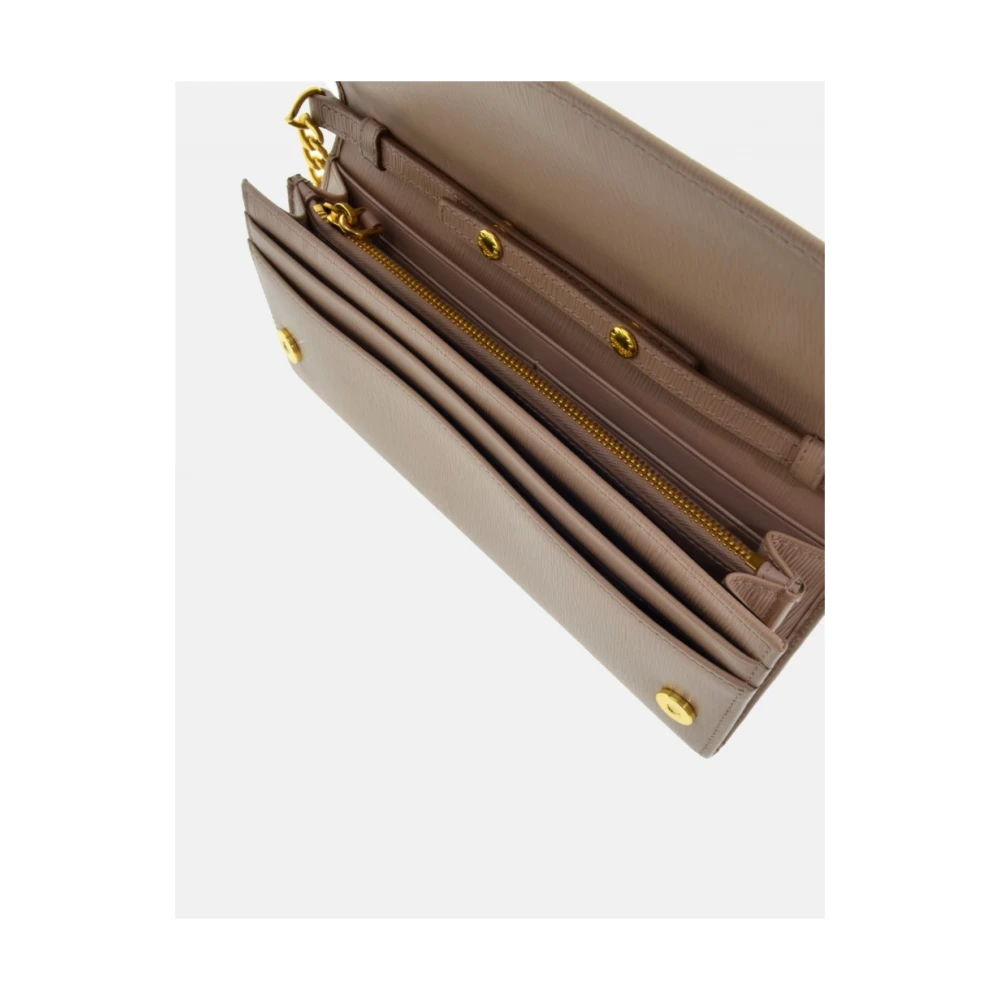 Prada Roze Leren Clutch Portemonnee met Gouden Ketting Pink Dames