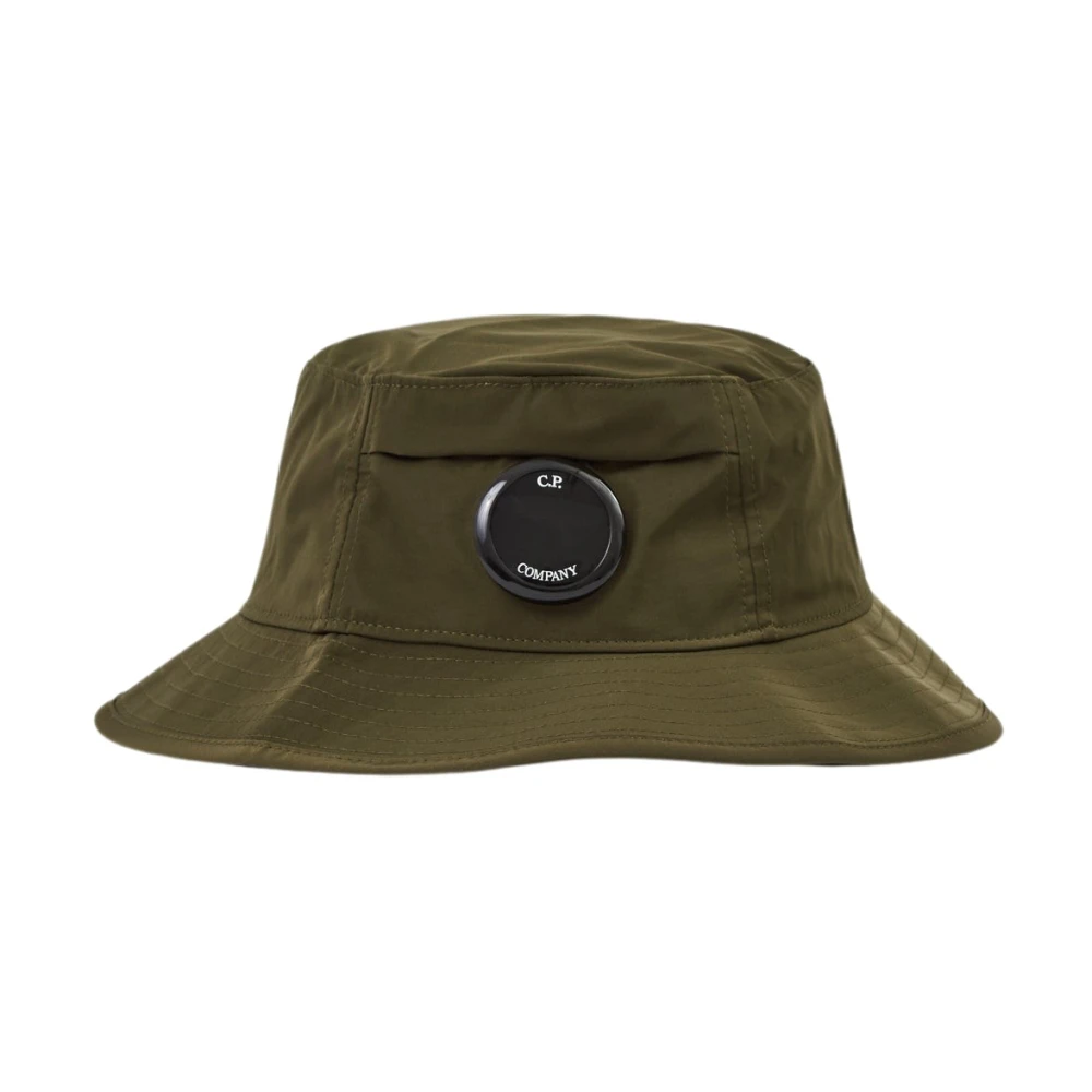 C.p. Company Men's Green Polyester Bucket Hat With Logo - Accessories - M - Accessories