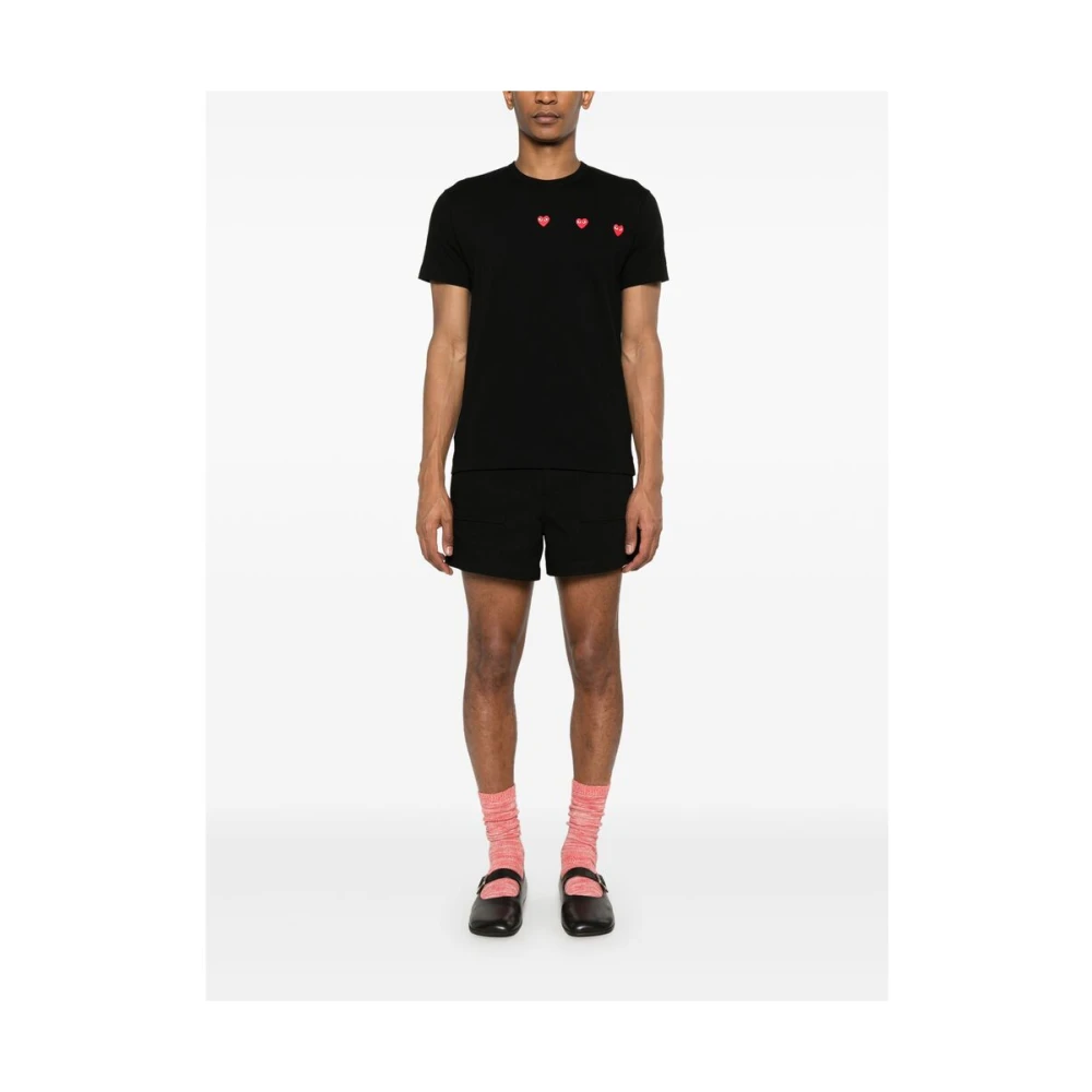 Comme des Garçons Play Zwart T-shirt met hartprint en ronde hals Black Heren