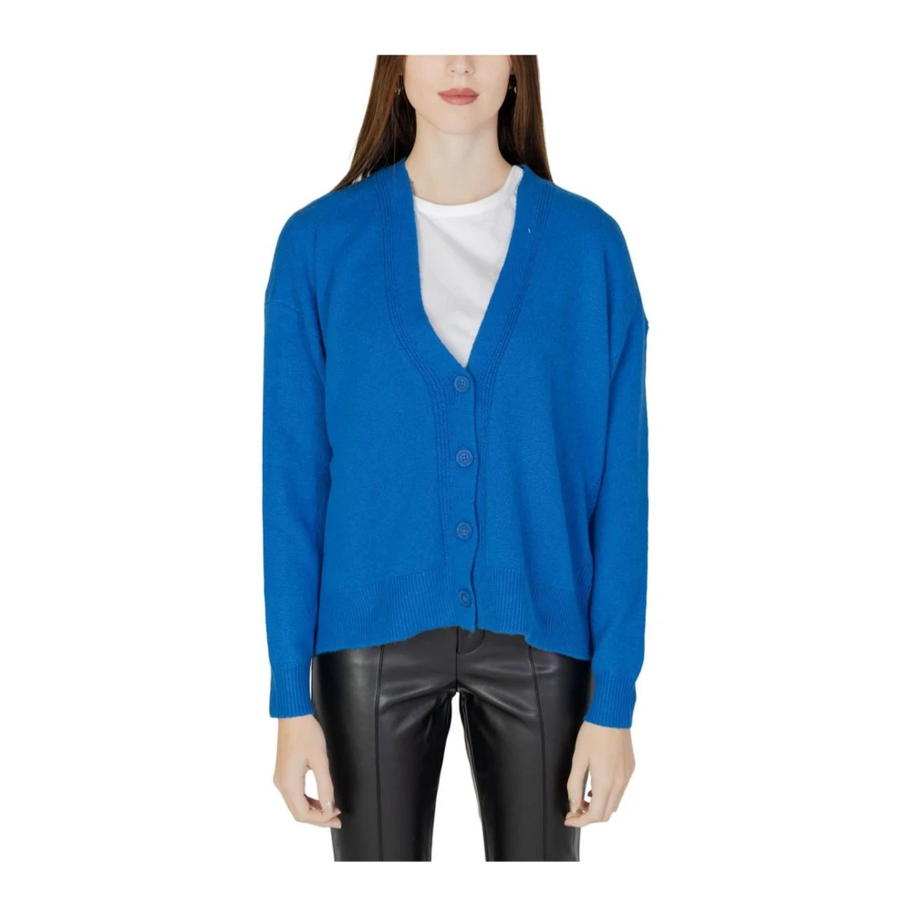 Street One Blauwe Lange Mouw Knoop Omhoog Vest Blue Dames