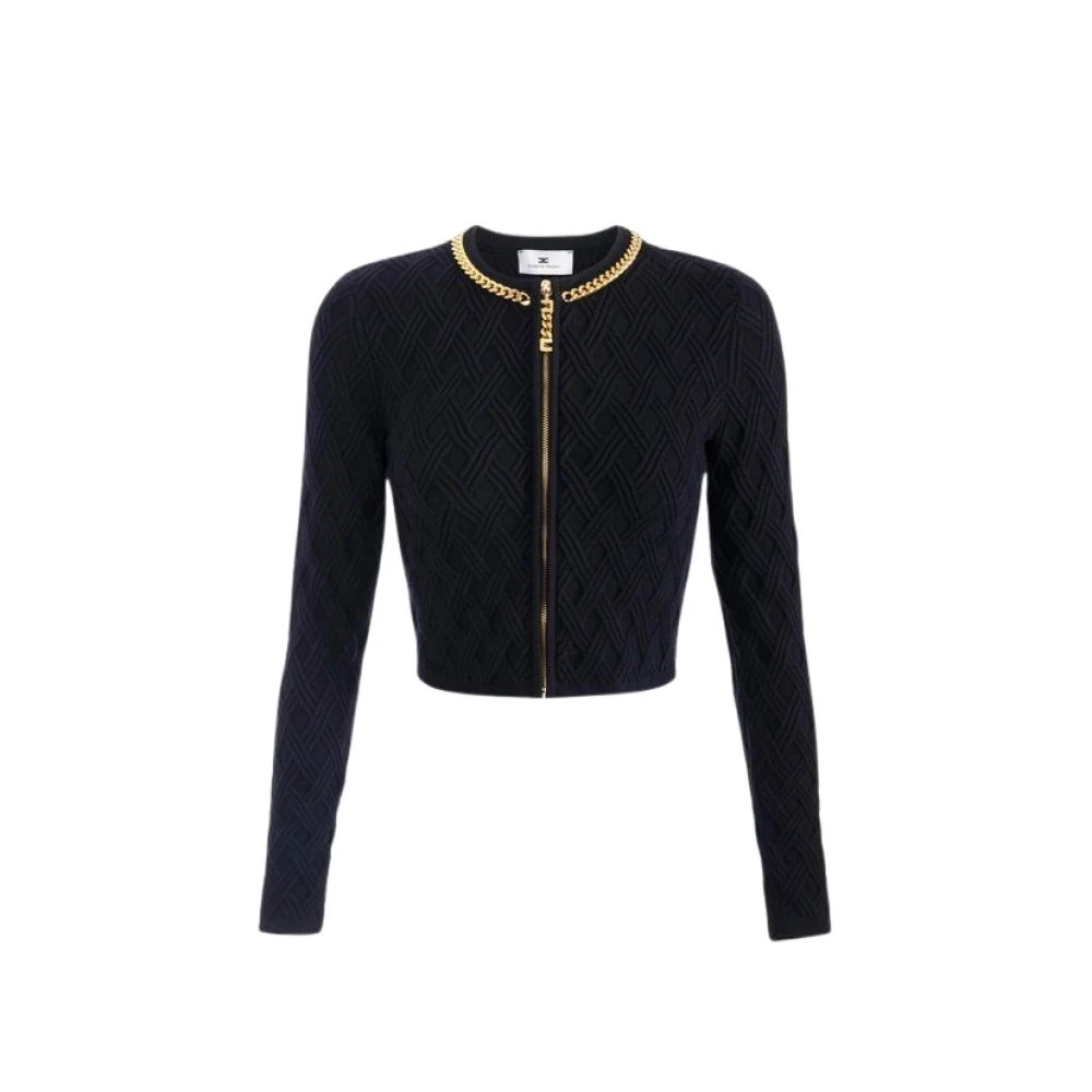 Elisabetta Franchi Women's Black Viscose Blend Cardigan - Cardigans - L - Knitwear