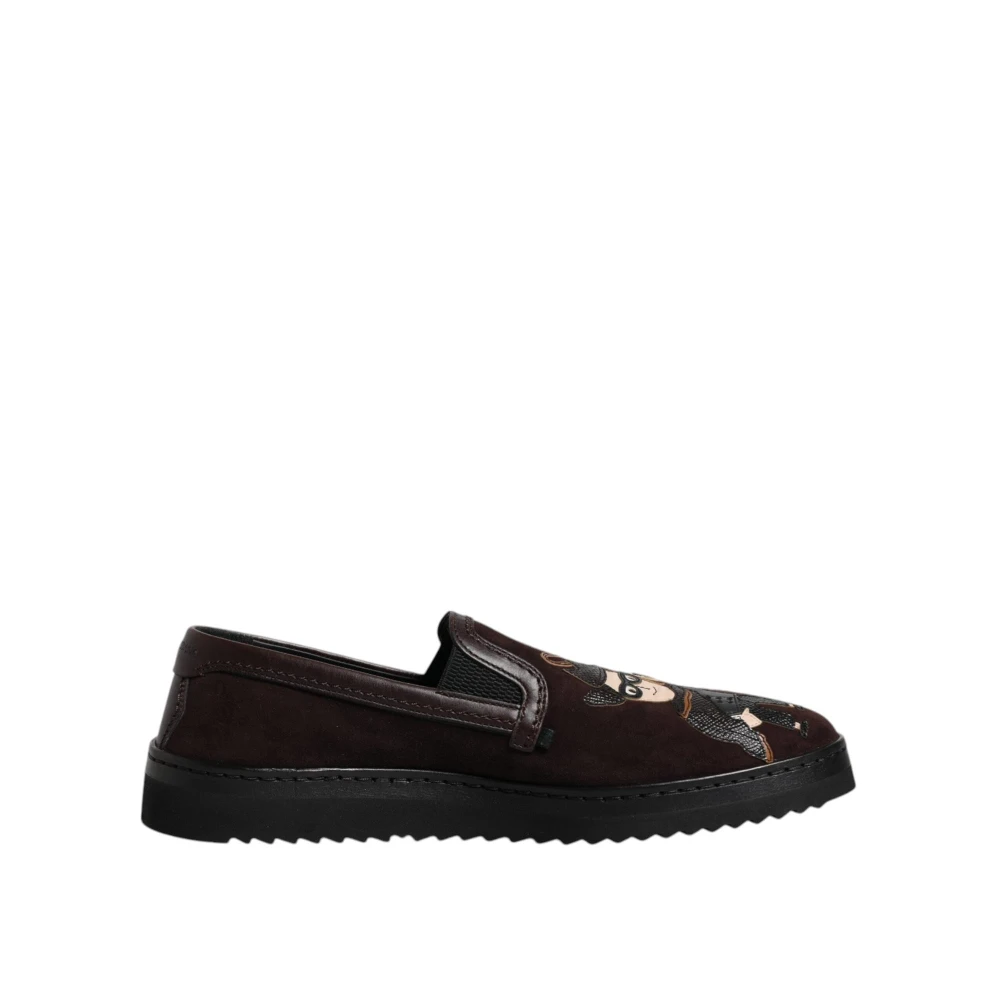 Dolce & Gabbana Brown Suede DG Family Slip On Flats Shoes - EU41.5/US8.5 - Image 2
