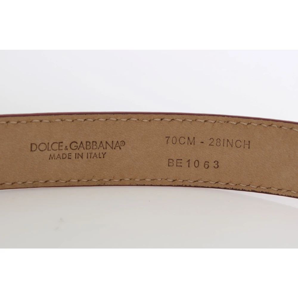 Dolce & Gabbana Roze Polka Snakeskin Zilveren Gesp Riem Pink Dames