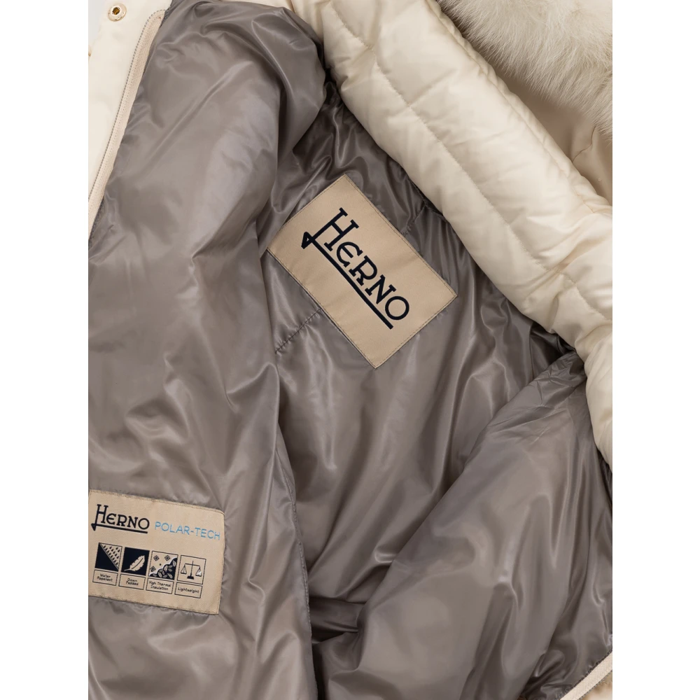 Herno Gewatteerde parka met afneembare capuchon White Dames