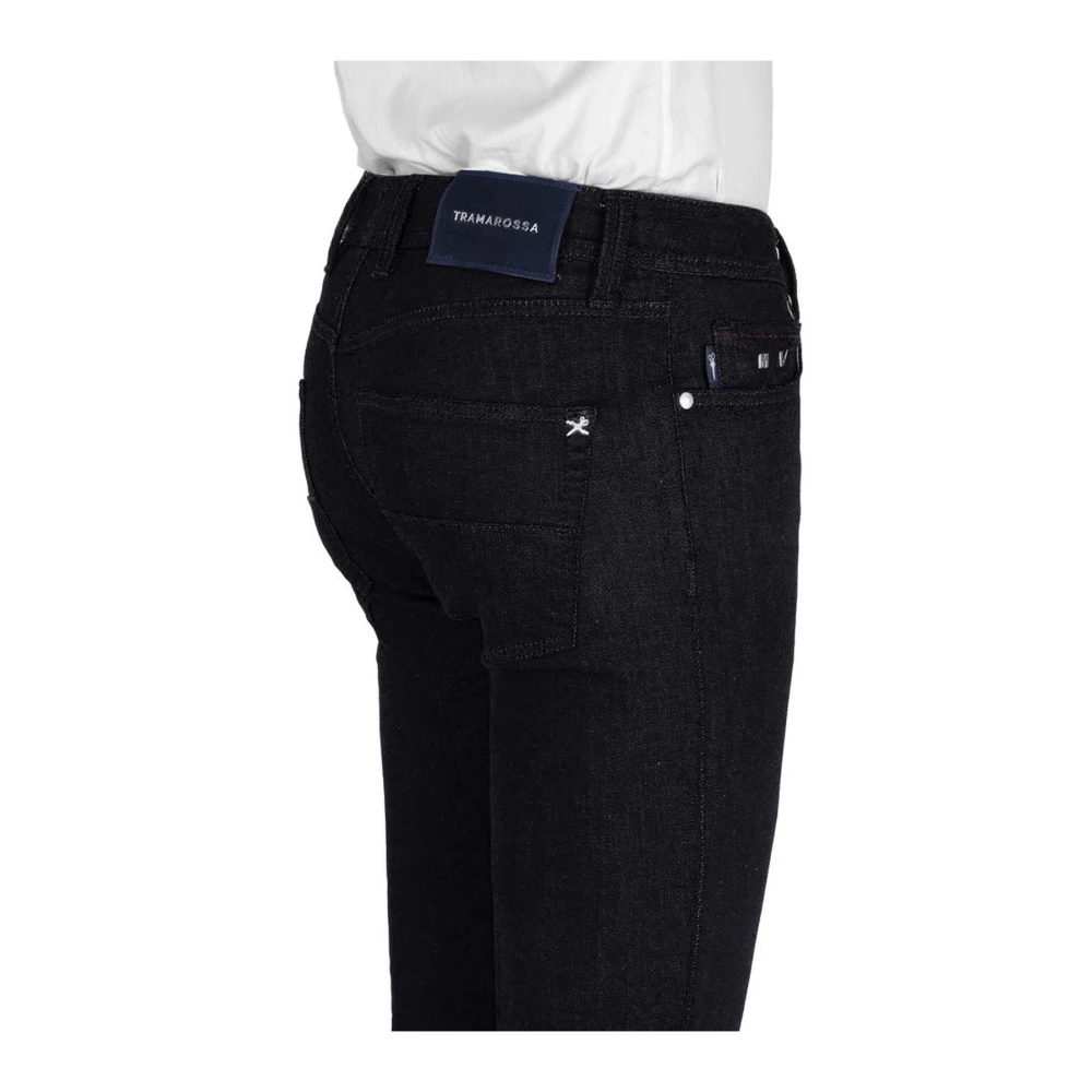 Tramarossa Klassieke zwarte katoenen jeans met blauw suède Black Heren