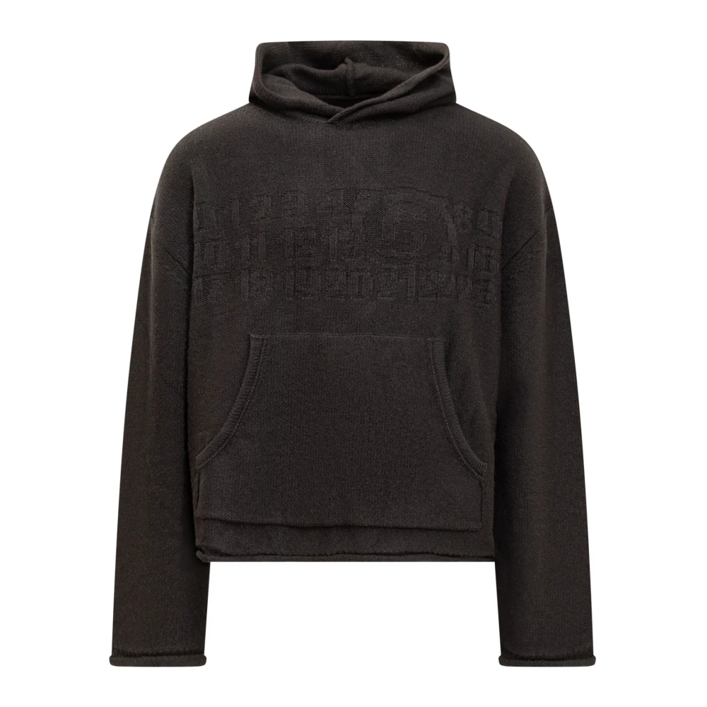 Mm6 Maison Margiela Men's Black Hoodies, L, Knitted Hoodie