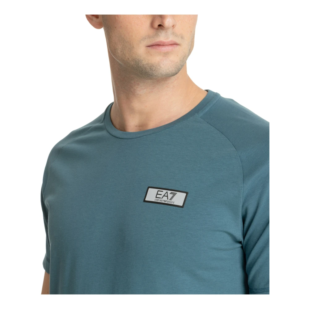 Emporio Armani EA7 Effen Logo T-shirt Blue Heren