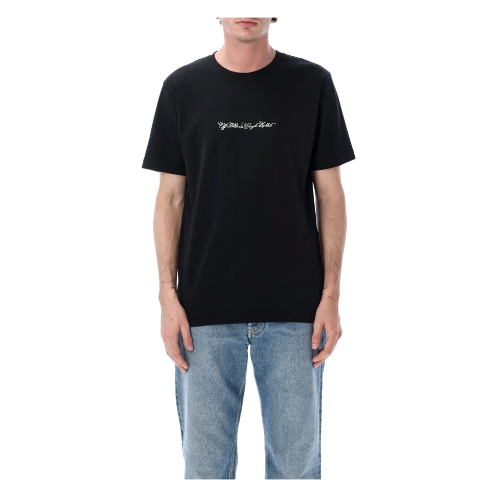 Off White Men's Black T-Shirts, S, Script Arrow Slim Tee