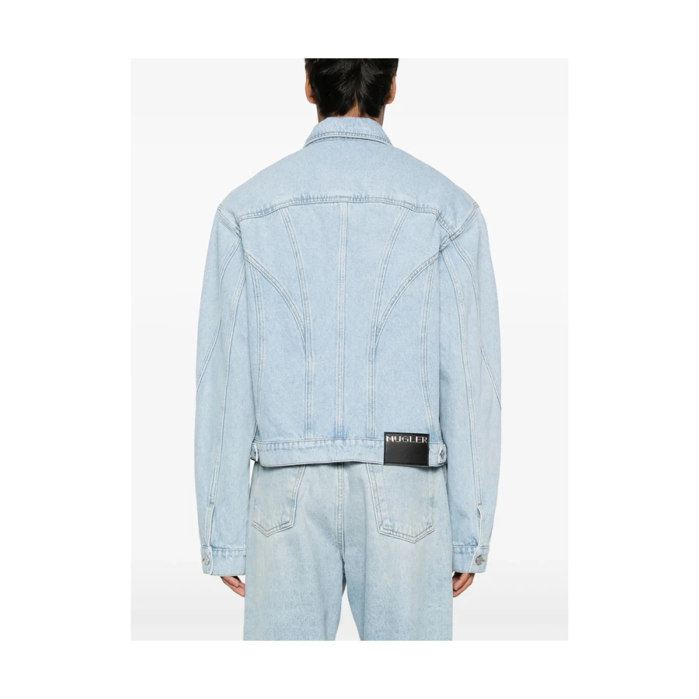 Mugler Baby Blauwe Buitenkleding Jas met Zakken Blue Heren
