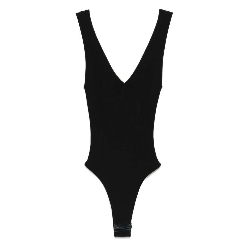 Golden Goose V-Neck Bodysuit met Dubbele Ster Black Dames
