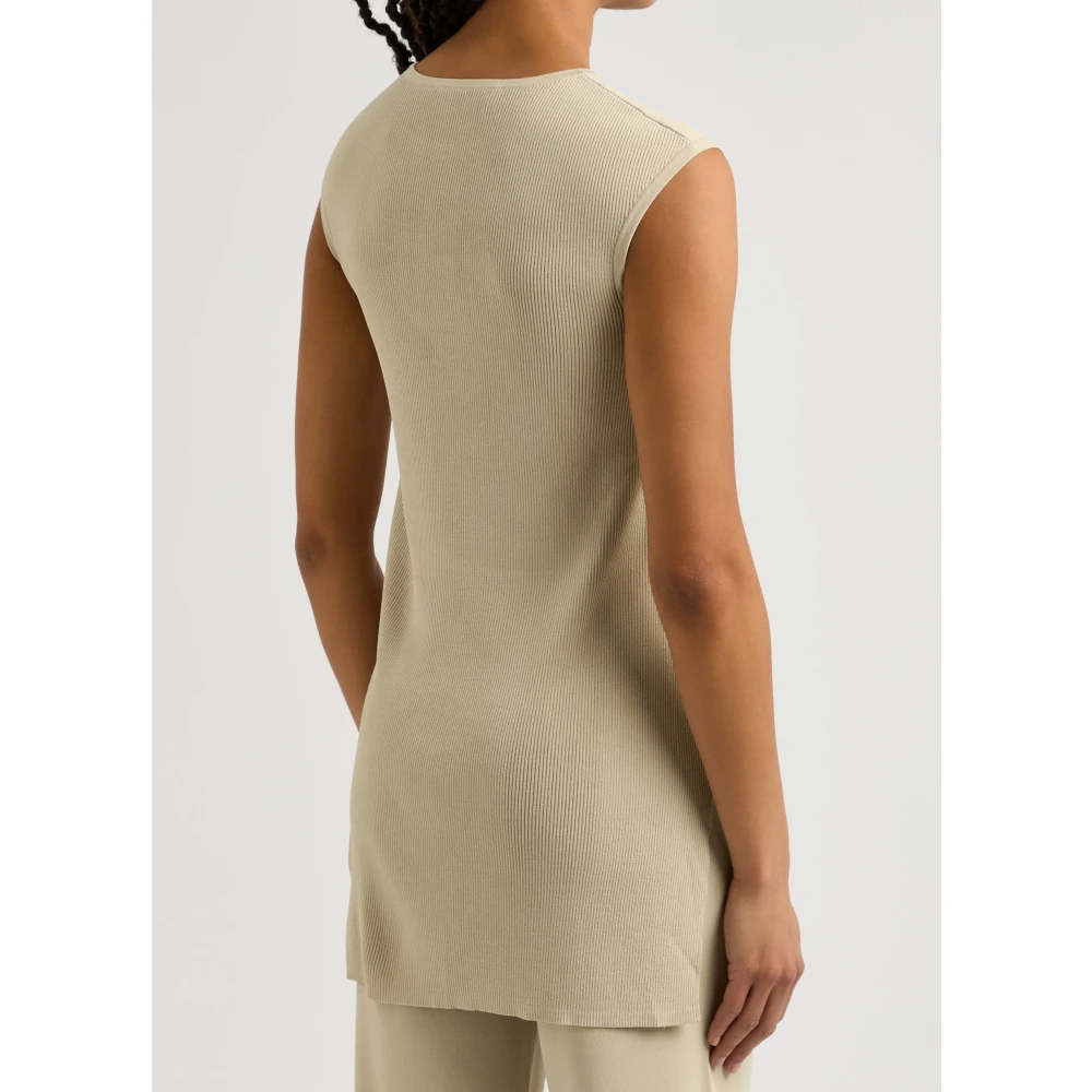 Max Mara Verlengde Top met Zijdelingse Splitjes Beige Dames